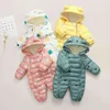 Herfst Winter Baby Romper Meisje Katoenen Hooded Overalls voor Jongens Zuigeling Jumpsuit Kinderkleding Geboren 220106