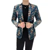 Costumes pour hommes Blazers Plyesxale Leopard Blazer Hommes 2022 Slim Fit Hommes Velours Vert Homme Costume Décontracté Veste Stage Prom Party Wear Q155