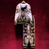 Kadın Eşofman Svoryxiu Tasarımcı Sonbahar Kış Pantolon Rahat Takım Elbise Moda Uzun Kollu Çiçek Mektup Baskı Hoodie + Iki Parçalı Set