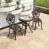 Camp Furniture Outdoor Cast aluminium tafels en stoelen Courtyard Garden el urniture terras combinatie vrijetijds met metalen ronde patio tafel