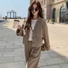 Frühling Herbst Frauen 2 Stück Set Frauen Casual Blazer Lose Büro Damen Business Anzug Weibliche Mode Blazer + Anzüge hose 210927