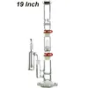 Klare Wasserpfeifen 19" Glasbongs 3 Kammern Gerade Wabenscheibe Perc Kuppel Duschkopf Wasserpfeife 18 mm Innengelenk Diffused Downstem Dab Rigs Schüssel WP522