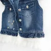 1-8T Gilet per bambini Denim Babe Jeans Giacca Capispalla casual Abbigliamento per bambini Primavera Autunno Bebe Abbigliamento Gilet per bambini Toldder Top 210818