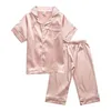 Children Silk Pajamas Kids Summer Pyjamas Set for Girls Boys Toddler Home Sleepwear Clothes Teens Nightwear Clothing 210908