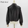 Pink Java QC20003 arrival real leather jacket women coat genuine sheep leather coat luxury fashion dress 210909