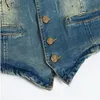 Herrvästar vxo män denim väst vintage design manlig mode ärmlös jackor man jeans varumärke kläder väst