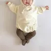 Autunno Inverno New Baby Body Orecchie da orso Neonati maschi Tuta in velluto Infantile Ragazze del bambino Tuta con cappuccio Vestiti 210413