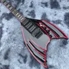 Nouveau modèle de guitare électrique personnalisée avec forme et logo personnalisables à rayures rouges noires