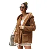 Loose Wool Coat With Hat Striped Long Jacket Winter Thick Warm Blend Cardigan Abrigos Mujer Invierno Rz* 211130