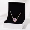 New CZ zircon rose gold bead chain 18K disc pendant necklace shiny and suitable for Pandora style charm fashion lady with original box set