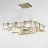 Nowy Kryształowy Żyrandol Salon Lekki Luksusowy Projektant Kryształowa Lampa Restauracja Plac Profil Multi-Level Led Lights