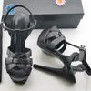 Brand Women Sandals Stiletto High Heel Shoes 10/14 cm T-strap woman shoe Tribute Patent Leather Platform Sandal with Box US10