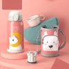 Smart Children's Thermos Water Tumblers 316 Rostfritt Ståltecknad Söt Hållare Barnbägare Med Bär Straw Cups High-Value