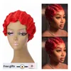 Red Short Curly Wigs for African American Women Brown Black Finger Waves Wig Synthetic Blonde Hair Wig Cosplay