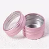 10g Vide En Aluminium Cosmétique Bouteille boîtes d'emballage Étain avec fenêtre Pot Rond Peut Ongles Décoration Artisanat Pot Conteneur rose argent or