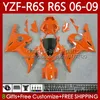 Carénages de moto pour YAMAHA YZF R6 S 600 CC YZF600 YZF-R6S 2006 2007 2008 2009 Corps 96No.137 YZF-600 600CC YZFR6S 06-09 YZF Orange clair R6S 06 07 08 09 Kit de carrosserie OEM