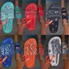 Slippers bandana desliza mulheres grafites legais em casa sandálias de verão femininas azuis azuis preto tingem calçados atacado