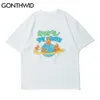 GONTHWID Tees Mens Planet Rabbits Print Streetwear Hip Hop Harajuku Casual Tshirts Mens Fashion Summer Short Sleeve Cotton Tops 210726