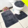 3pcs tapis de bain en peluche épaissir doux couleur unie salle de bain tapis antidérapants couverture de siège de toilette décor absorbant l'eau tapis U forme tampons 211109