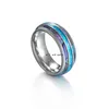 Schwarzer Wolframcarbid-Ring-Band-Finger-OPal-Imitat-Ring für Damen und Herren, Modeschmuck, Will und Sandy