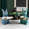 Résine Cool chien Sculpture bouledogue décoratif Figurine plateau de rangement banque de pièces entrée clé Snack support Art moderne Statue 2107275923758