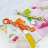 Fashion Women Bag Acrylic Link Chain Keychain Colorful Handmade Key Ring for Girl Gift Handbag Heart Ornament Charms Accessories G1019