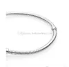 Real S925 Sterling Silver Charms Armband Classic Snake Chain Snap Clasps Armband Fit For Pandora DIY Pärl Charm