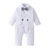 Klädsuppsättningar Mudkingdom Baby Boy Gentleman Outfits Långärmad skjorta Skjorta och kappa Suit för barn Kläder Bow Tie Boys Jacka 2PCS Set