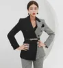 Automne hiver Plaid femmes pantalon costume coréen col en V Blazer veste + crayon tenue de bureau ensembles 210531