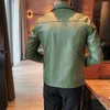 Kunstlederjacke Herren Herbstjacken Korean Slim Green Trend Casual93404028516118