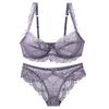 Style ABCDE Cup Bra Sets Ultra-Thin Transparent Flower High Quality Push Up Underwear Suit Plus Size Lingerie Trousers