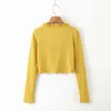 women fashion lace up ruffles open stitch ladies full sleeve V-neck 100% cotton sweater sexy club style 210521