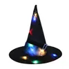 LED Lighted Toys Halloween witch hat Fashion Party Headgear Props Cosplay Costume Accessories for Children Adult wholesale