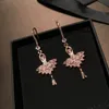 Ballet Girl Earrings 2021 Trend Hoge Kwaliteit Cubic Zirkoon Crystal Pink White Women Jewelry Wedding Party Gift