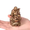 Lucky Feng Shui Ornament Maitreya Buddha Figurine Money Fortune Wealth Chinese Golden Frog Hem Office Tabletop Decoration 211101