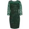 Parti Elbiseler Artı Boyutu kadın Yaz Elbise Kadınlar Için Zarif Pullu Yeşil Bodycon Elbise Akşam Düğün Kıyafetleri 4XL 5XL 210608
