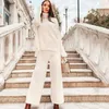 Yedinas Turtleneck Sweter Dwuczęściowy Zestaw Top I Spodnie Dress Women 2 Ciepła zimowa dzianina sweter Koreański 210527