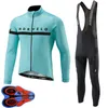 2021 Morvelo 팀 남자 사이클링 긴 소매 유니폼 턱받이 바지 공장 직접 판매 가을 MTB 자전거 의상 자전거 의류 스포츠 유니폼 Y21052506