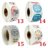 500 stks roll round floral dank u zelfklevende stickers 1 inch bruiloft gunsten partij handgemaakte envelop zeehonden kantoorbehoeften