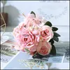 Dekorative Blumenkränze, festliche Partyzubehör, Hausgarten, 1 Stück Rosen, künstliche Pfingstrose aus weißer Seide, Brautstrauß, Hochzeitsdekoration, gefälschte Blumen