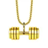 Fashion Hip Hop Gym Sport Dumbbell Pendant Necklace Stainless Steel Chain Necklaces Men Jewelry