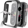 2 في 1 فيلم زجاجي مع CASE لـ Apple Watch Ultra 49mm Series 8 7 SE 6 5 4 3 41mm 45mm 44mm 40mm Cases 42mm 38mm Cover Protector Watch