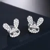 Umgodly Fashion Luxury Brands Full Cubic Zirconia Stones Cute Rabbit Stud Örhängen med svarta ögon Girl Yao Chen Collection