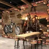 Personlig anpassning retro motorcykel tegel tapet restaurang café kreativ inredning 3d präglad väggmålning papel de parede 3 d 210722