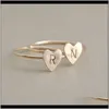 Rings Fashion Letter Az Peach Heart Ring Golden Sier Rose Gold Colors 26 Alphabet Carving Arts Finger Band Women Lovers Jewelry Gifts Brynd