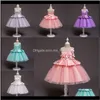Baby Clothing Baby Maternity Drop Leverans 2021 Princess Dresses 5 Design Afton Gown Bow Slips Lace Osynlig Zipper Mesh Dress Kids Girls Pa