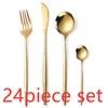 24Pcs/set Gold Cutlery Silverware Set Steak Knife Fork Coffee Spoon Teaspoon Noble Wedding Party Travel Home Luxury 210928