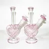 Pistos de água de vidro em forma de coração cachimbos de cachimbo de água com corações de amor rosa fumando tigela de 14 mm plataformas de óleo articular terp bangus bangers de quartzo