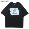 Erkek T-shirt Süt Çay Baskılı Yaz Kısa Kollu Boy Pamuk Rahat Harajuku Streetwear Üst Tişörtleri Erkek Giyim 210601