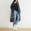 Dames Trench Coats Hoge kwaliteit Fashion Spring herfst Dames jeans single breasted outdar met long windbreaker plus size hooded Deep Blue Bery